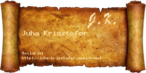 Juha Krisztofer névjegykártya